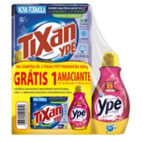 Kit 2 Lava Roupas Pó Concentrado Primavera Tixan Ypê 800g Cada Grátis