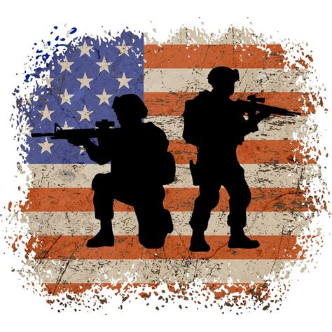 American Flag With Soldiers Silhouette PNG File, Digital Download ...