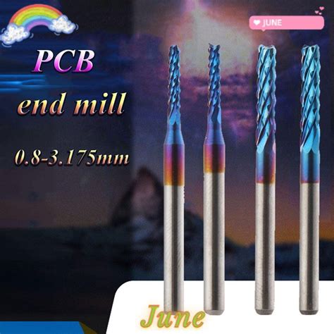 JUNE1 0 8 3 175mm End Mill Grinding Blue Titanium Coated PCB Edge