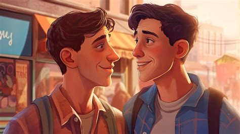 Dos Corazones Un Alma Pareja Gay En Un Abrazo Rom Ntico Foto Premium