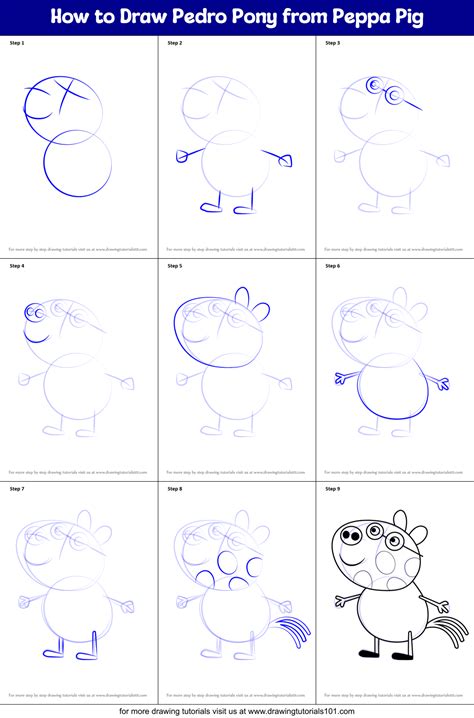 How To Draw Pedro Pony From Peppa Pig Printable Step By Step Drawing