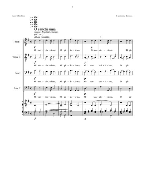 O Sanctissima Jacques Nicolas Lemmens Sheet Music For Organ