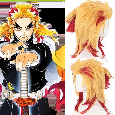 Demon Slayer Kimetsu No Yaiba Rengoku Kyoujurou Wigs Flame Hashira