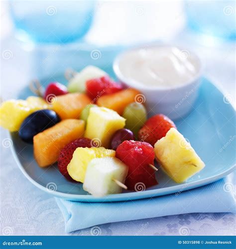 Kids Food - Fruit Kabob Skewers Stock Photo - Image of cantaloupe, food ...