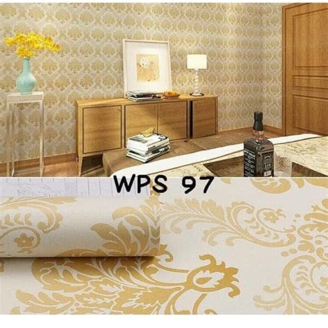 Jual Wallpaper BATIK GOLD Elegan Wallstiker PVC Dinding 10M X 45Cm