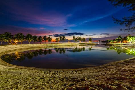 Blue Sky with Sun Rays during Sunset Over the Beach Stock Image - Image ...