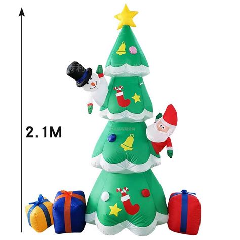 7 Ft Inflatable Christmas Tree With Cute Santa Claus And Snowman Giant