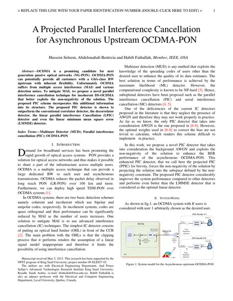 Pdf A Projected Parallel Interference Cancellation For Asynchronous