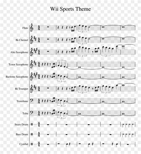 Wii Sports Theme Sheet Music For Flute Clarinet Alto - Wii Theme Song Flute, HD Png Download ...