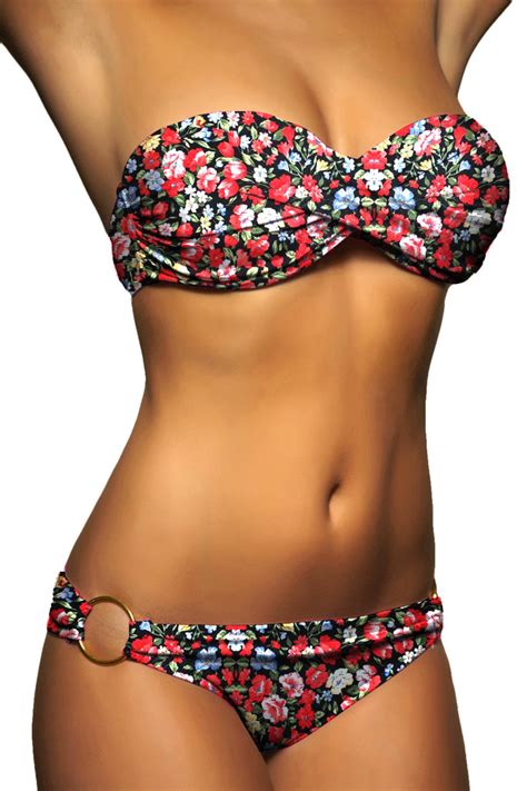 Twist Push Up Bandeau Bikini Set Kleine Blumen Alzora Kaufen