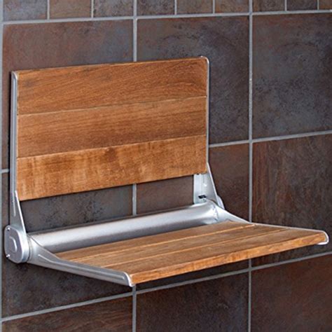 Best wall mount folding teak shower bench from Clevr - Best Teak Shower furniture