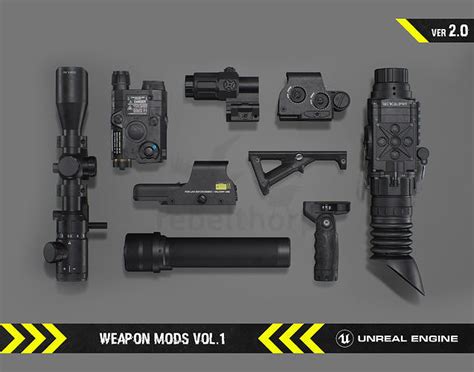 3D model Weapon Mods Vol 1 - FPS Gun Attachments for Unreal Engine VR ...