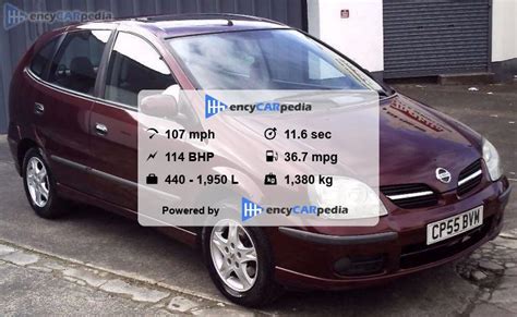 Nissan Almera Tino Specs Performance Dimensions