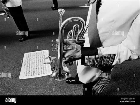 Military Bandsmanmusician With Trumpet And Sheet Music For The