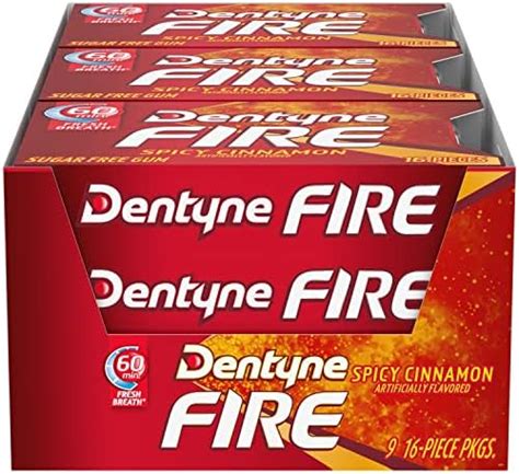 Dentyne Fire Spicy Cinnamon Sugar Free Gum Pack Of 9 144 Total Pieces