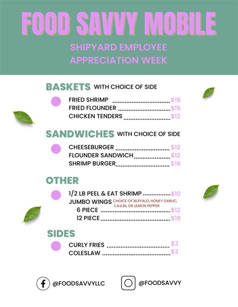 Bonus Food Truck Menu Shipyard POA