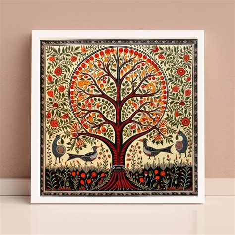 Buy Madhubani Painting, Tree of Life, Indian Wall Art Print, Indian ...