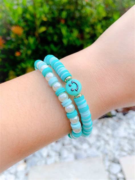 Ocean Stack Preppy Clay Bead Bracelets Trendy Cute Summer Stackable