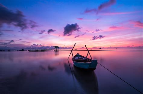 boat, sea, sunset 4k wallpaper - Coolwallpapers.me!