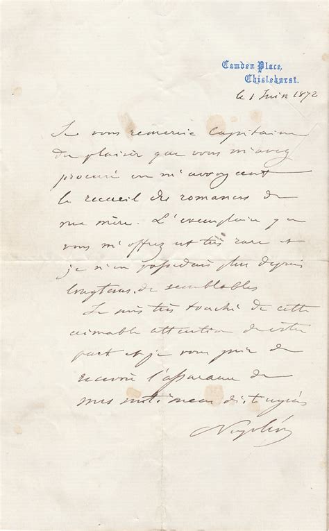 NAPOLEON III Lettre autographe signée Livres Autographes Papiers