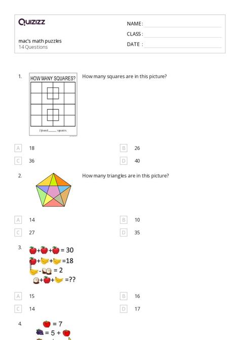 50+ Math Puzzles worksheets for 6th Grade on Quizizz | Free & Printable