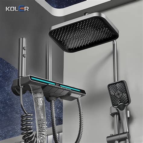 KOLER NEW Digital Display Lighting Shower Set Big Rain Shower Hot And Cold Shower American Style