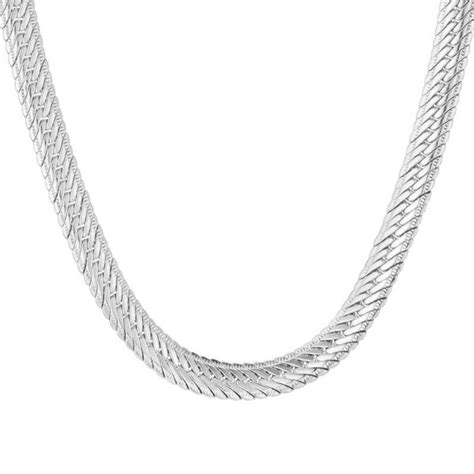 8mm Silver Herringbone Chain Necklace Classy Men Collection