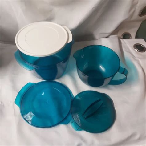 Tupperware Micro Cook Rond Neuf Et Pichet Litre Turquoise Eur