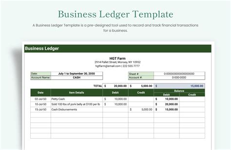 Business Ledger Template in Excel, Google Sheets - Download | Template.net