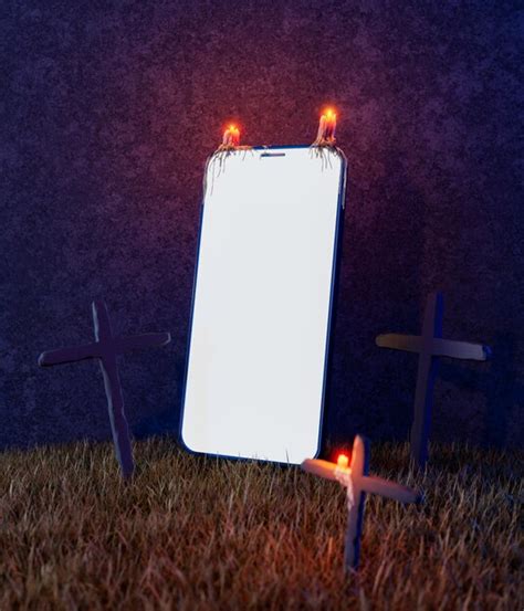 Premium Photo Mockup Of Mobile Phone With Glowing Screen On Grass