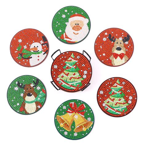 DIY Wooden Christmas Coasters Diamond Painting Kits For Beginners