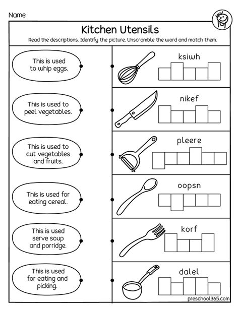 Kitchen Vocabulary Worksheet Freebie Your Therapy Source Worksheets