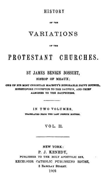 History Of The Variations Of The Protestant Churches (vol. 2) : Free ...