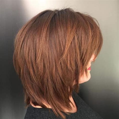 Chestnut Brown Choppy Lob Modern Shag Haircut Bobs For Thin Hair