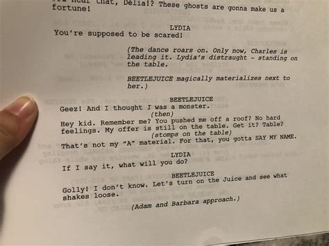 Beetlejuice Musical Script Screencap After Day O March 2018 R