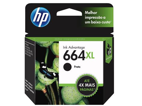 Cartucho De Tinta HP Preto 664 XL Original Cartuchos Magazine Luiza