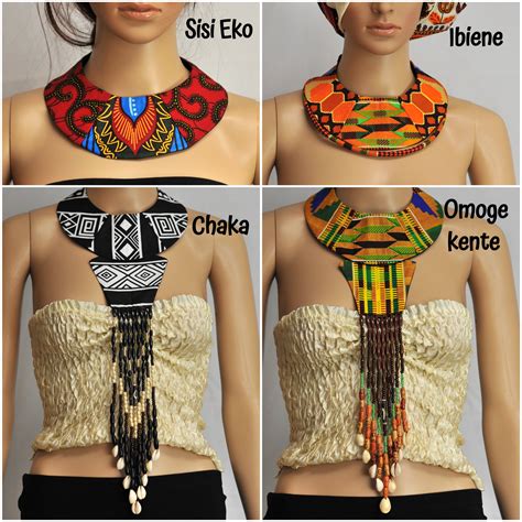 African Fabric Necklace Handmade Dashiki Kente Ankara African Etsy