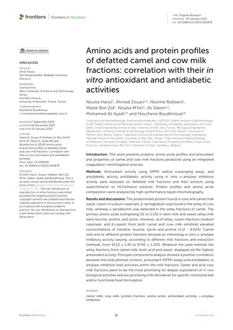 Pdf Amino Acids And Protein Profiles Of Defatted Camel And Cow Milk