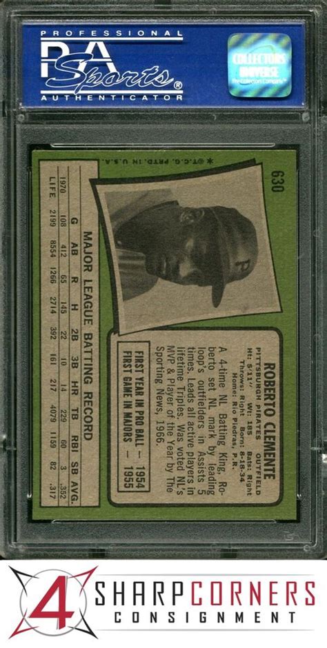 1971 TOPPS 630 ROBERTO CLEMENTE PIRATES HOF PSA 8 SET BREAK B4029225