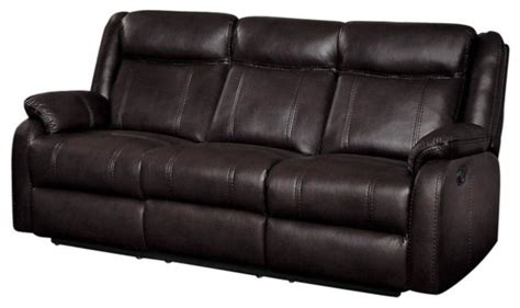 Jakes Double Recliner Sofa w Center Cup Holders Dark Brown Leather ...