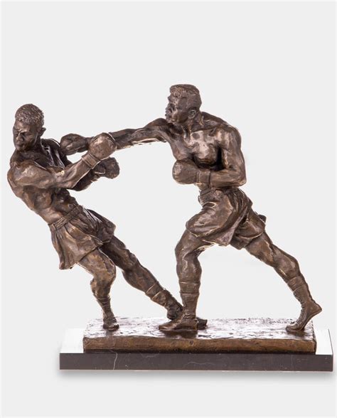 Two Boxers Fighting Bronze Statuette Sports Trophy