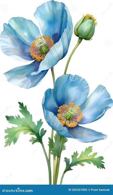 Watercolor Painting Of Himalayan Poppy Flower Illustration Of Flowers