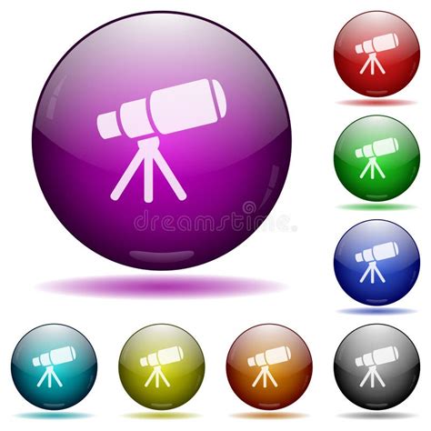 Space Telescope Icon In Glass Sphere Buttons Stock Vector