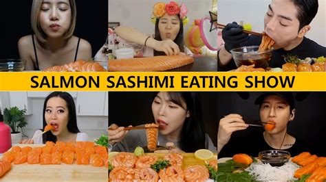 연어회 먹방 모음 Salmon Sashimi Eating Show Asmr Mukbang Youtube