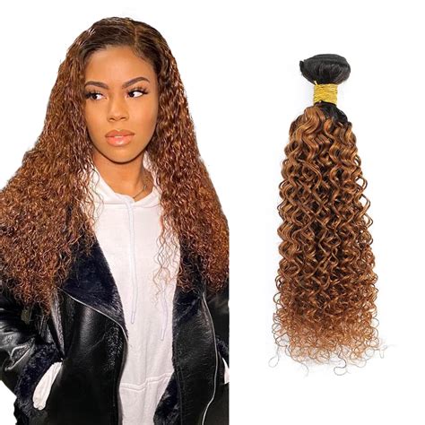 Zevpiul Ombre Curly Bundles Human Hair Brown Kinky Curly Bundles 10 Inch Brazilian