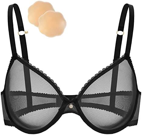 Wingslove Damen Sexy Transparenter Bh Unwattierter B Gel Bh Spitze Mesh