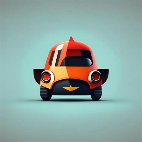 Premium AI Image | a toy car with a red roof and a yellow triangle on ...