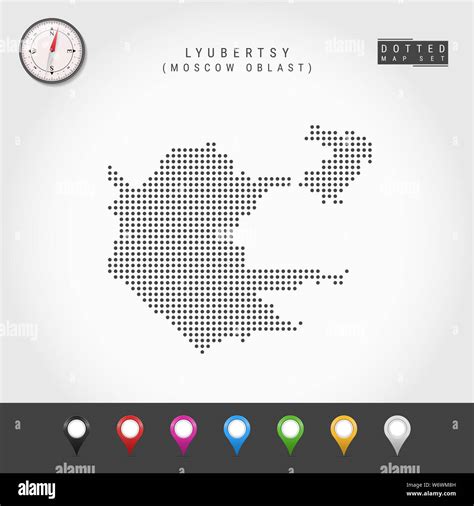 dots map  lyubertsy moscow oblast simple silhouette  lyubertsy compass multicolored map