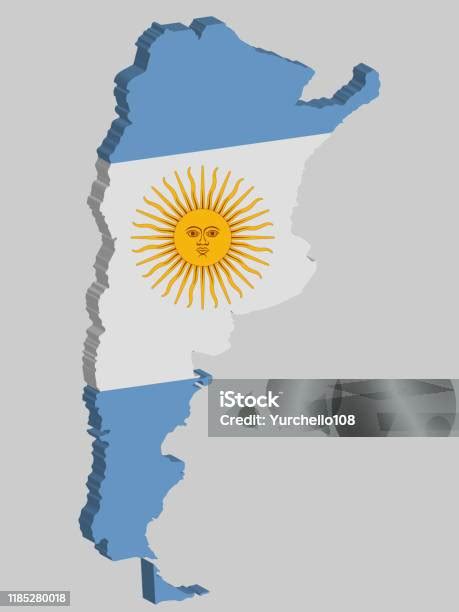 Vetores De Ilustração 3d Do Vector Da Bandeira Do Mapa De Argentina E