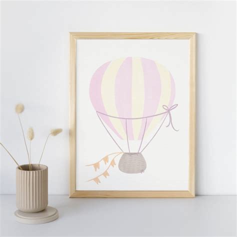 Hot Air Balloon Watercolor Nursery Art Original Watercolor Wall Art